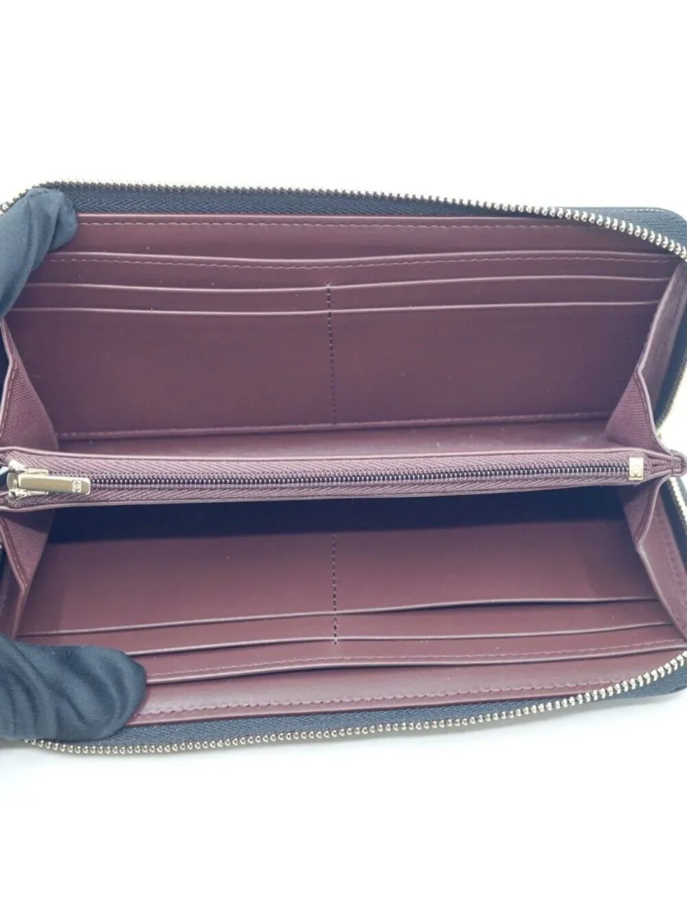Chanel Quilted Classic Long Zip Wallet Caviar Leather Black Red Gold